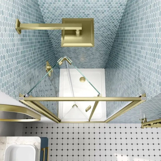 London Brushed Brass 6mm Bifold Shower Door 800mm