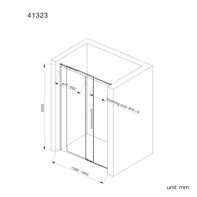 Lisbon Brushed Brass 8mm Soft-Closing Sliding Shower Door 1400mm