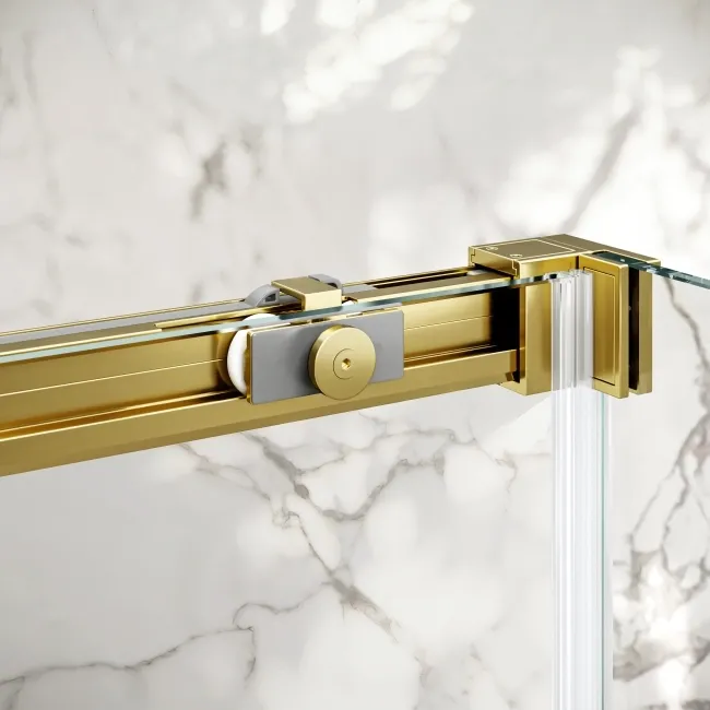Lisbon Brushed Brass 8mm Soft-Closing Sliding Shower Door 1600mm