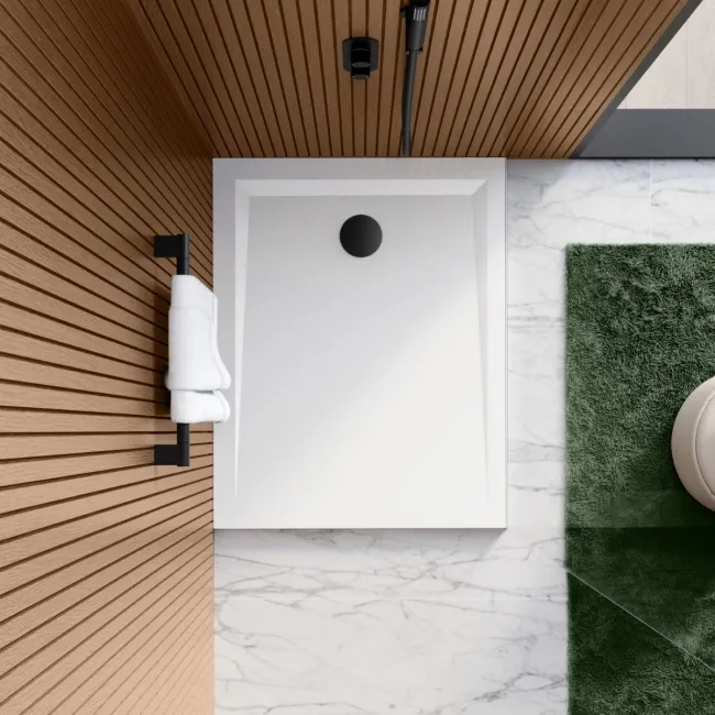 Sydney Low Profile Rectangular Gloss White Stone Shower Tray 1100x800mm