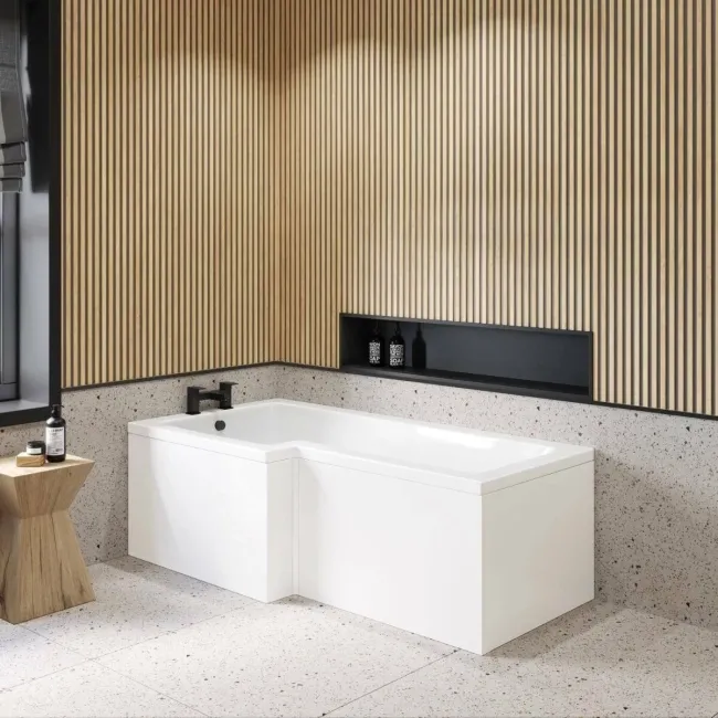 Gloss White L Shaped Wooden Bath Front Panel 1700mm
