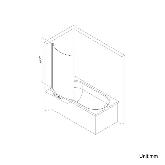 4mm P Shaped Bath Screen