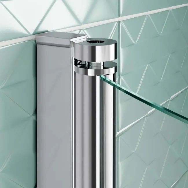 4mm P Shaped Bath Screen with Towel Rail