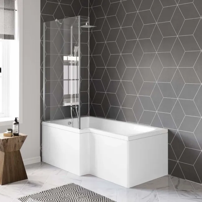 4mm L Shaped Fixed Bath Screen