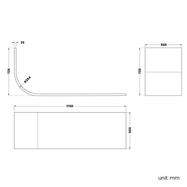 Oakham 1700 Super Strength Reinforced Space Saving Bath Panel