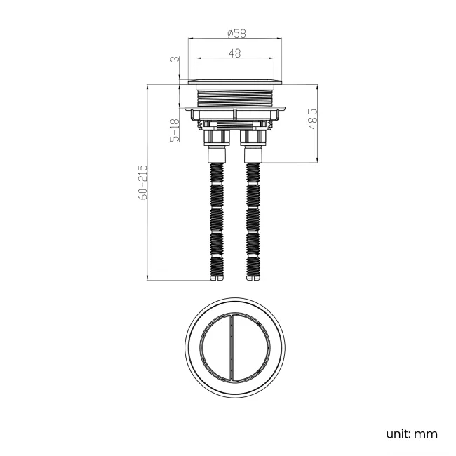 Alma & Kent Brushed Brass Cistern Flush Button - 48mm hole