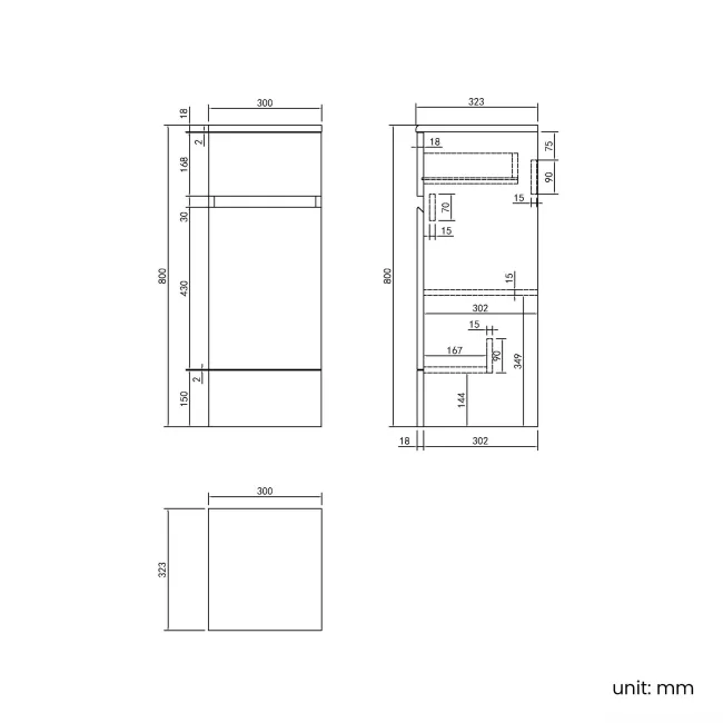 Foster Tungsten Grey Side Cabinet Unit 300mm