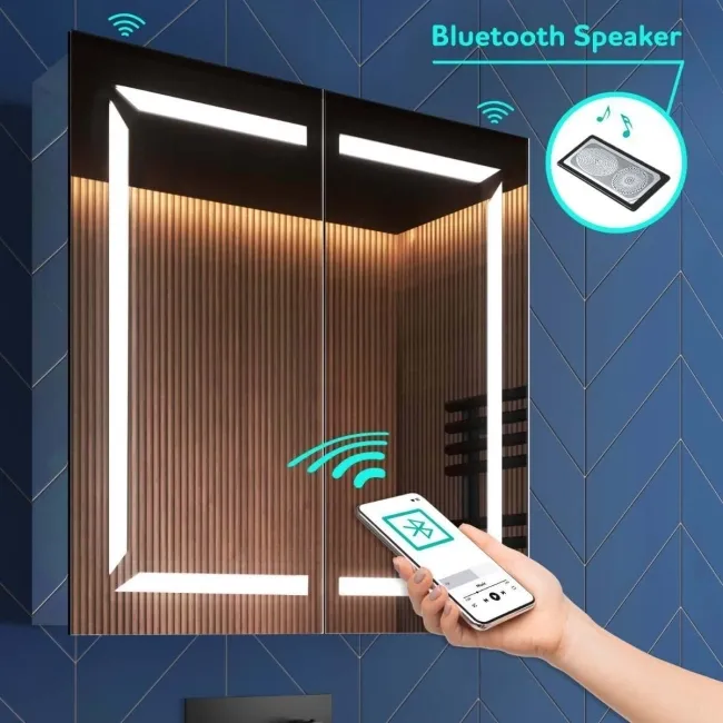 Haisley Illuminated LED Mirror Cabinet With BLUETOOTH Speaker 600x800mm