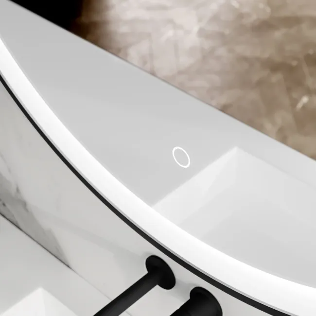 Mollie Black Framed Round Illuminated LED Mirror 500mm