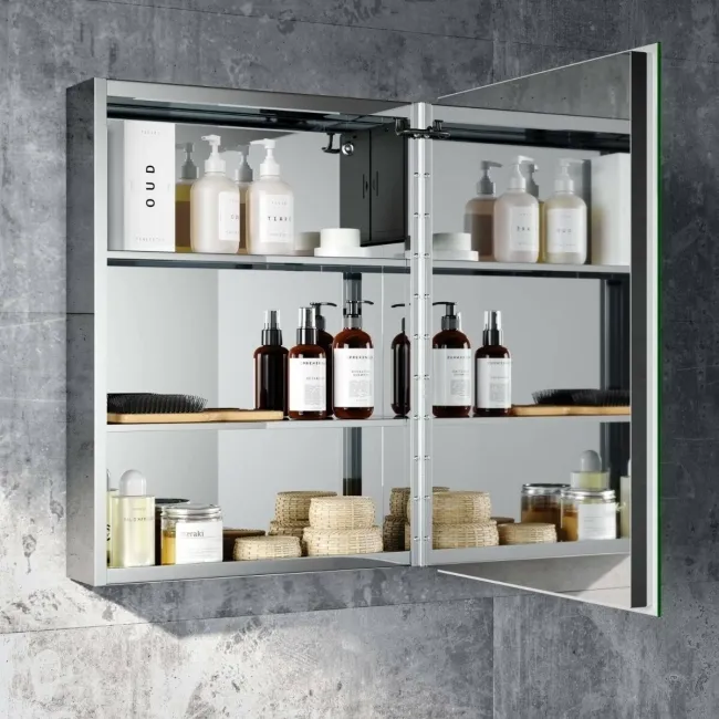 Emielia Battery Operated Illuminated LED Cloakroom Mirror Cabinet 600x450mm