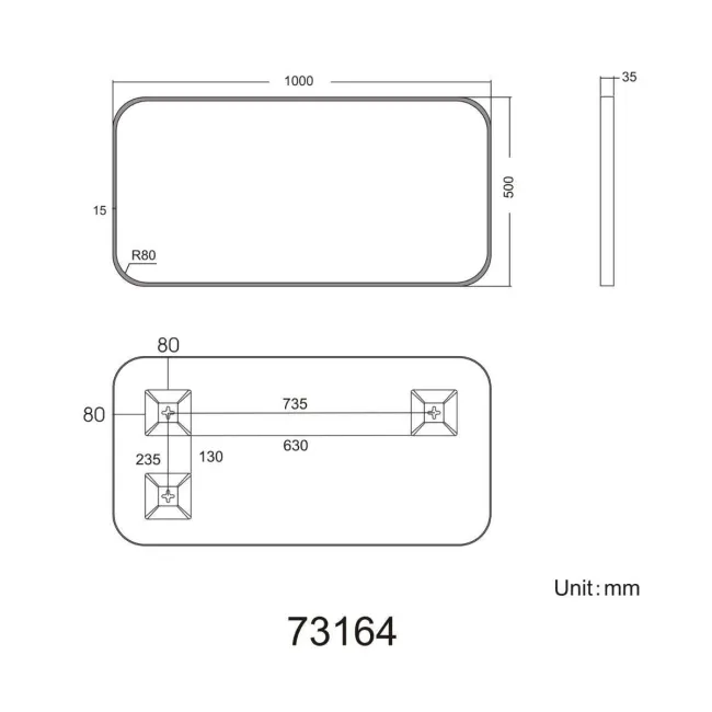 Olivia Black Framed Rectangular Bathroom Mirror 500x1000mm