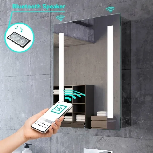 Emielia Illuminated LED Mirror Cabinet With BLUETOOTH Speaker 700x500mm