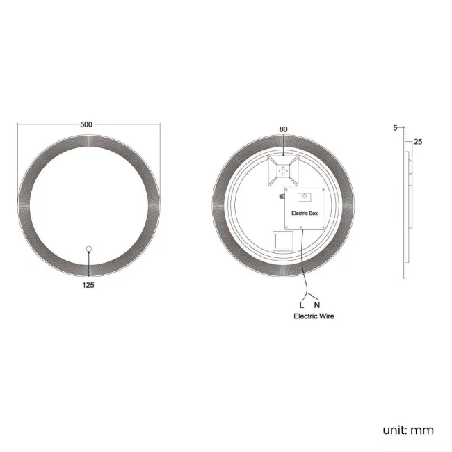 Blake Round Illuminated LED Mirror 500mm