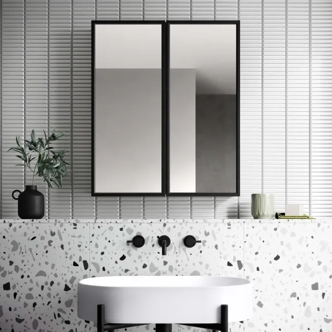 Mia Black Framed Mirror Cabinet 710x600mm