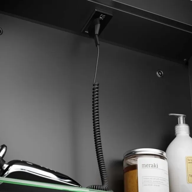 Olivia Black Framed Illuminated LED Mirror Cabinet 710x1000mm