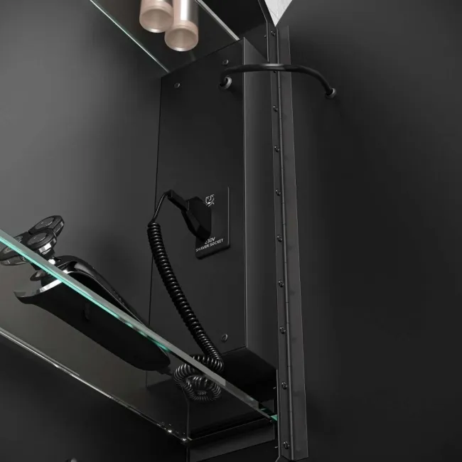 Mollie Black Framed Round Illuminated LED Mirror Cabinet 800mm