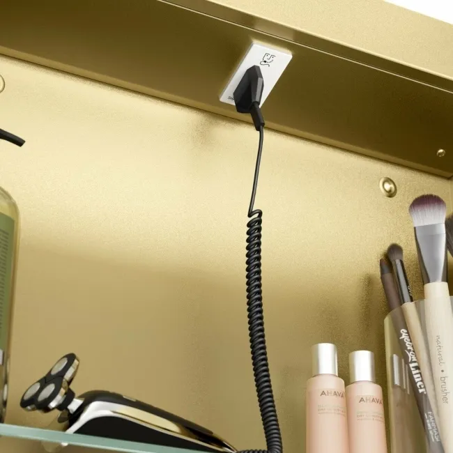 Olivia Matt Brass Illuminated LED Mirror Cabinet 710x1000mm