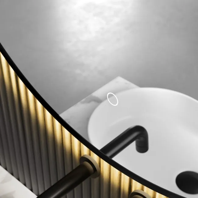 Delilah Black Framed Round Backlit llluminated LED Mirror 600mm