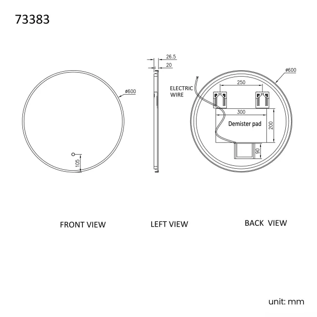 Delilah Brushed Brass Round Backlit Illuminated LED Mirror 600mm