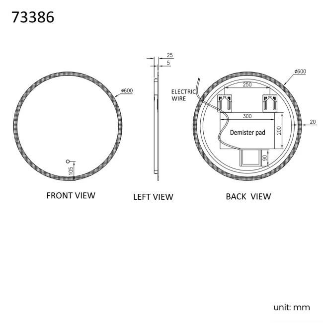 Grace Round Illuminated LED Mirror 600mm