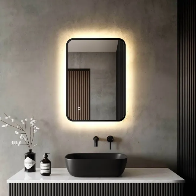 Mila Black Framed Backlit llluminated LED Mirror 700x500mm