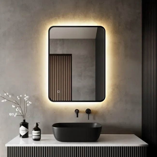 Mila Black Framed Backlit llluminated LED Mirror 800x600mm