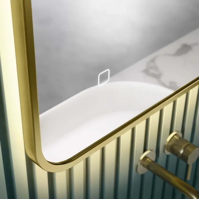 Mila Brushed Brass Backlit llluminated LED Mirror 800x600mm