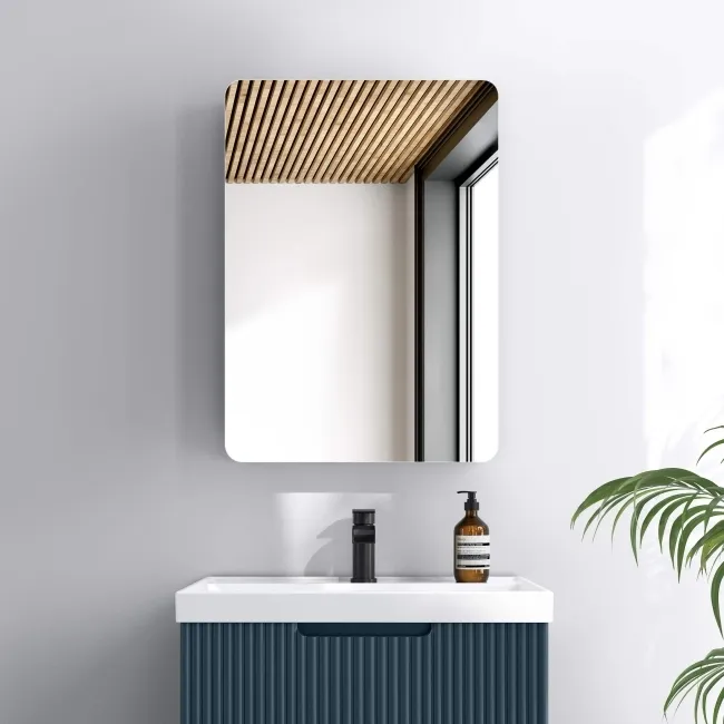 Aurora Matt Black Mirror Cabinet 700x500mm