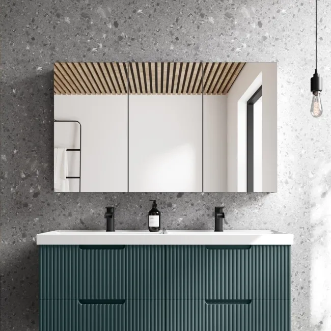 Esme Matt Black Recessed Mirror Cabinet 700x1200mm