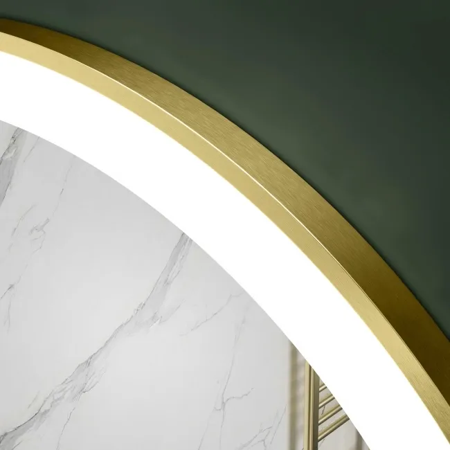 Delilah Brushed Brass Round Illuminated LED Mirror 800mm 