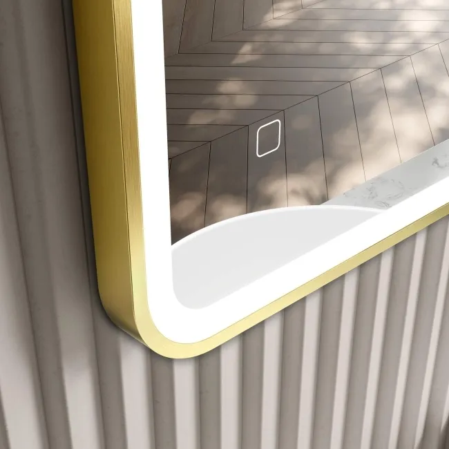 Mila Brushed Brass Illuminated LED Mirror 800x600mm