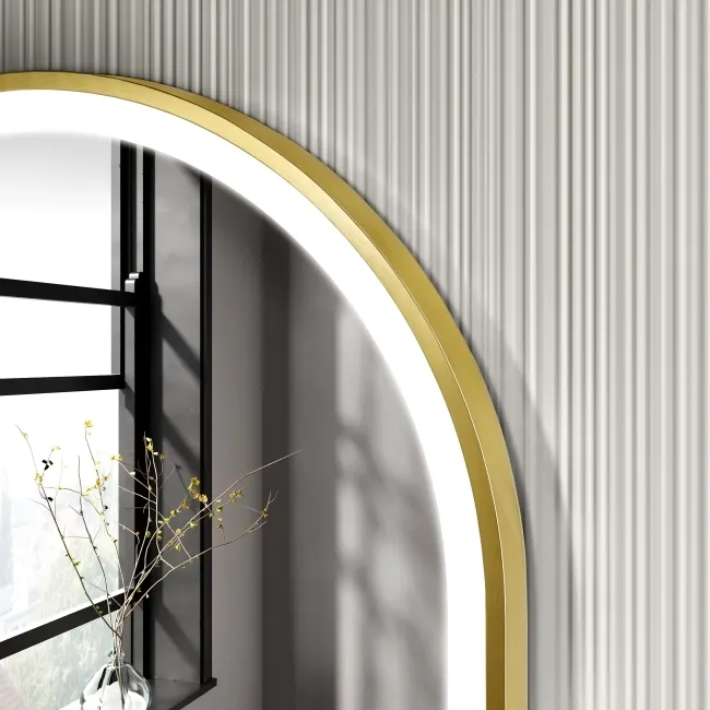 Ada Pill Brushed Brass Illuminated LED Mirror 900x500mm