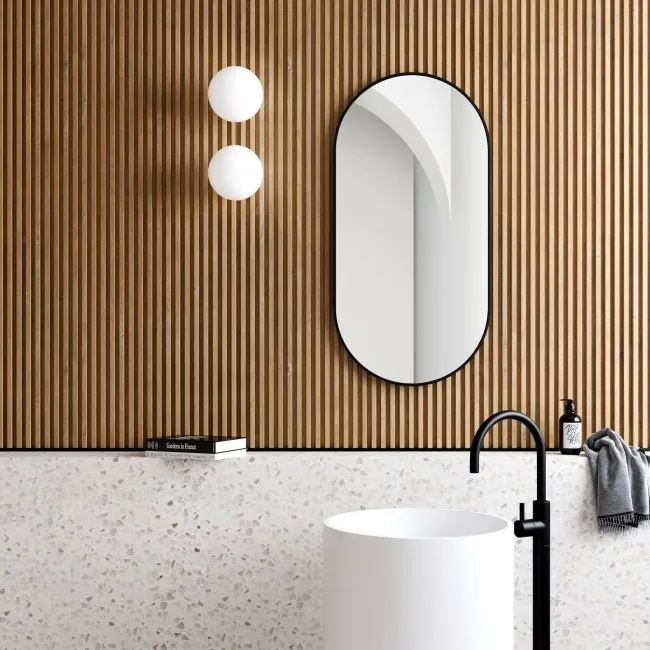 Essence Black Framed Pill Bathroom Mirror 1000x500mm