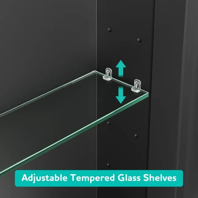 Esme Battery Operated Matt Black Illuminated LED Mirror Cabinet 700x1000mm