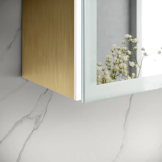 Margot Brushed Brass Illuminated LED Mirror Cabinet 700x500mm