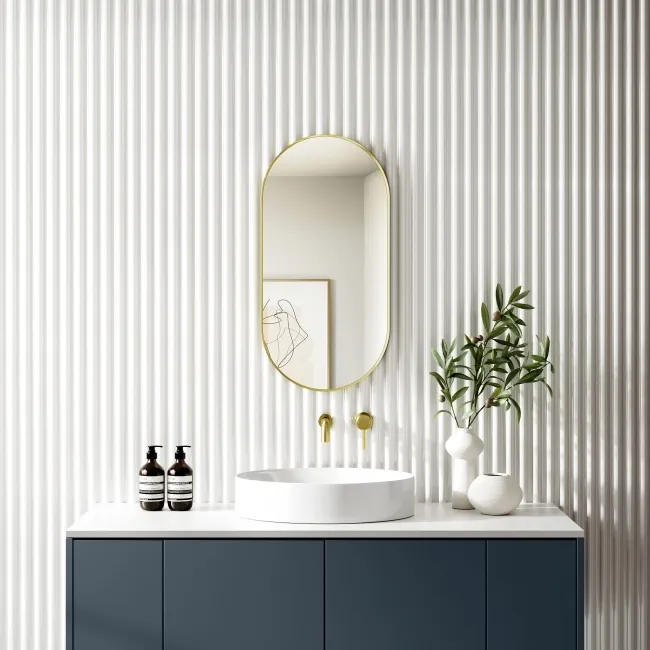 Adele Pill Brushed Brass Mirror 800x400mm