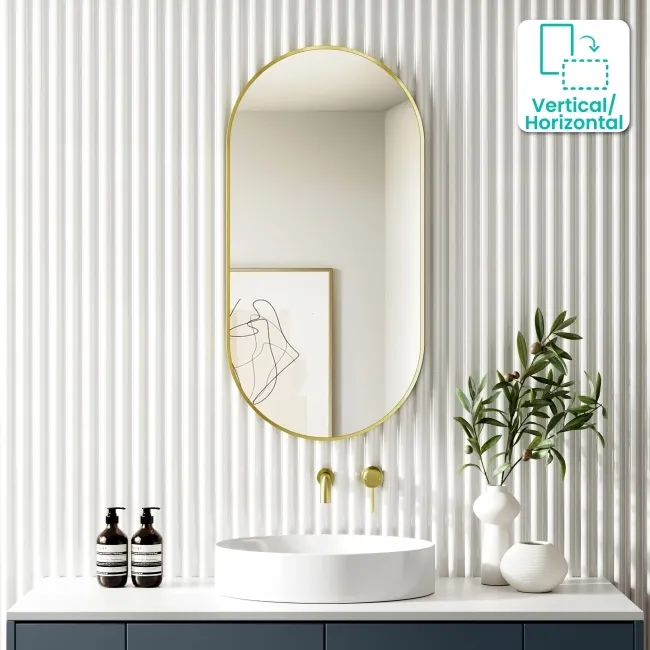 Adele Pill Brushed Brass Mirror 1000x500mm