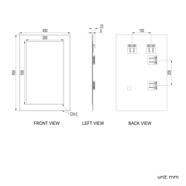Abbie Silver Mirror 600x400mm