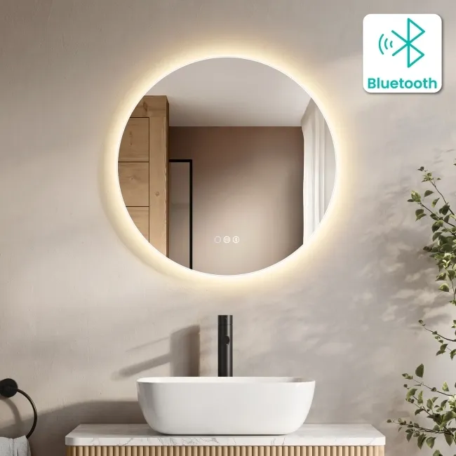 Kay Round Illuminated LED Mirror With BLUETOOTH Speaker 600mm