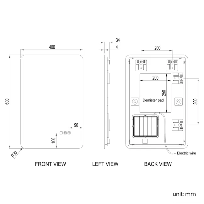 Clara Illuminated LED Mirror With BLUETOOTH Speaker 600x400mm