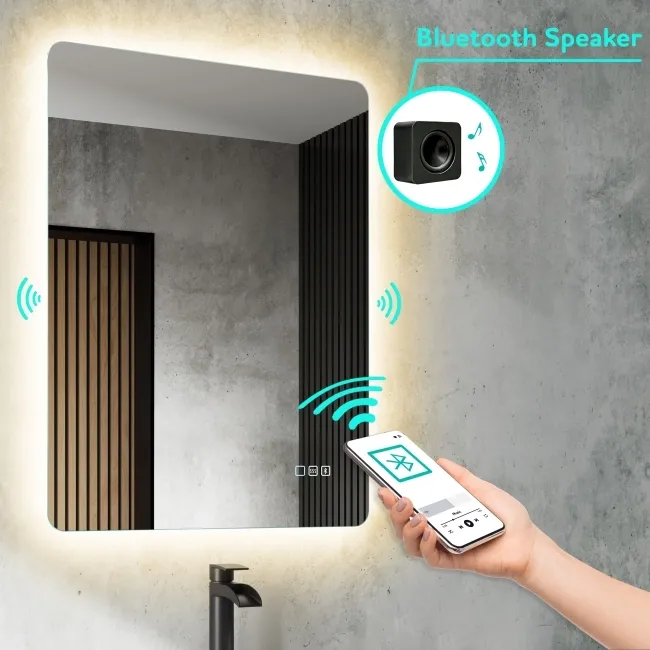 Clara Illuminated LED Mirror With BLUETOOTH Speaker 800x600mm