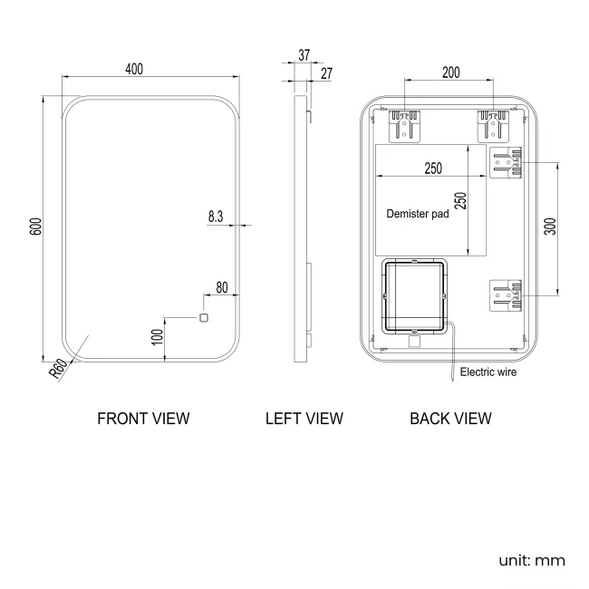 Nina Brushed Brass Backlit Illuminated LED Mirror 600x400mm