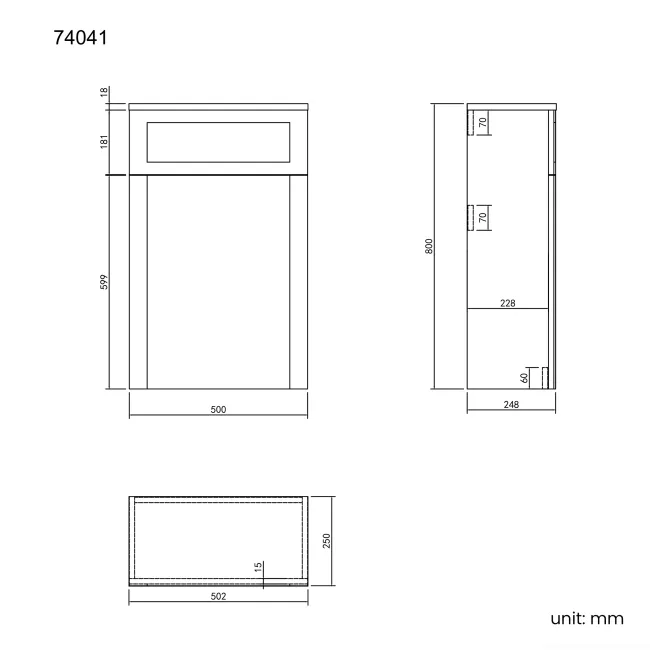 Bermuda Dove Grey Slimline Back To Wall Toilet Unit 500mm