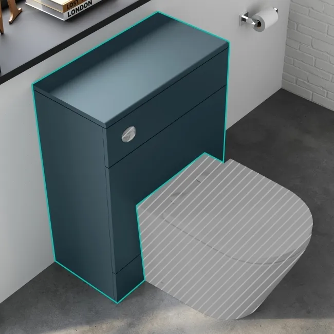 Harper & Elba Navy Blue Back To Wall Toilet Unit 600mm