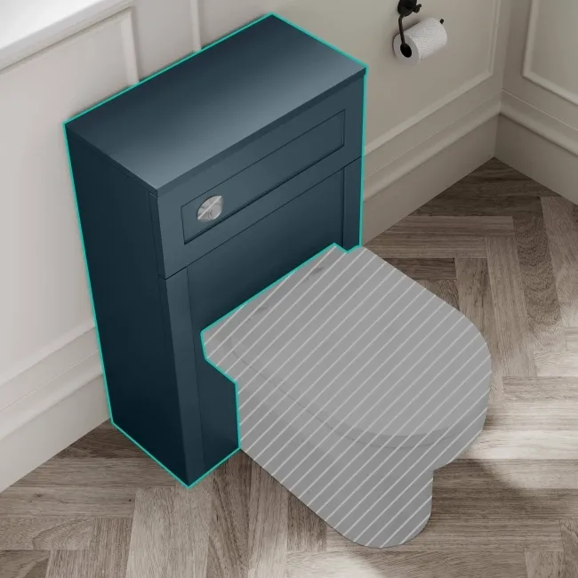 Milos Navy Blue Slimline Back To Wall Toilet Unit 500mm