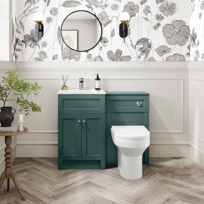 Milos Mystic Green Slimline Back To Wall Toilet Unit 500mm