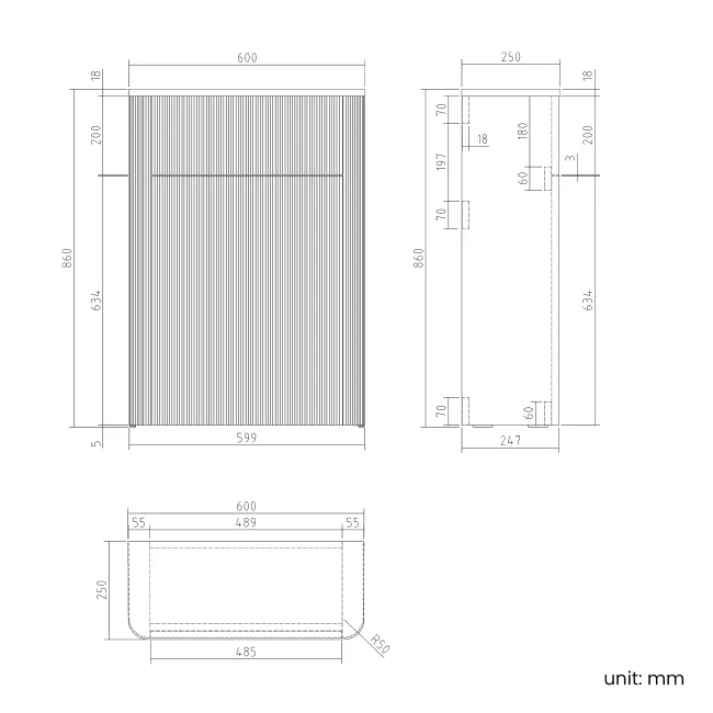 Sorrento Matt Black 600 Toilet Unit