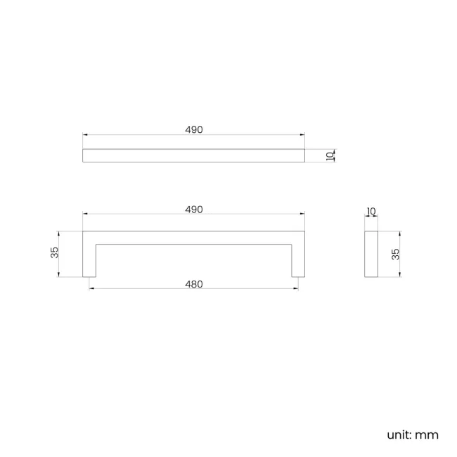 Matt Black Handle for Elba Wall Hung Drawer Vanity 800mm