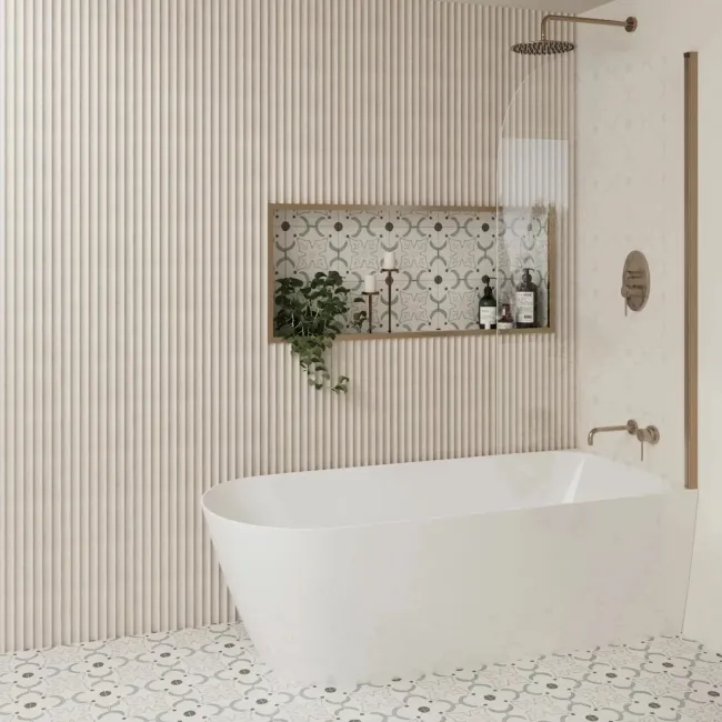 Trepanel Aqua 3D® Waterproof Ivory Stone Effect Reeded Wall Panel 3 Pack (Covers 1.80 SQM)