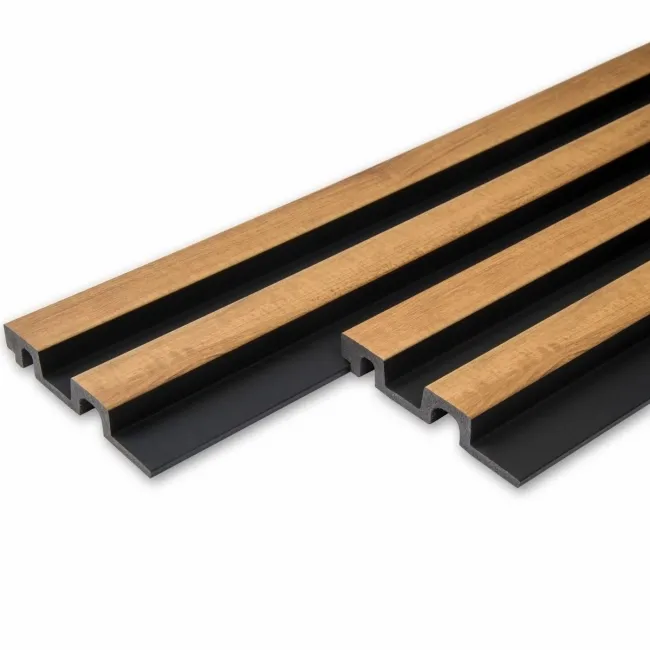 Trepanel Aqua 3D® Waterproof Brown Wood Slat Wall Panel 3 Pack (Covers 0.87 SQM)